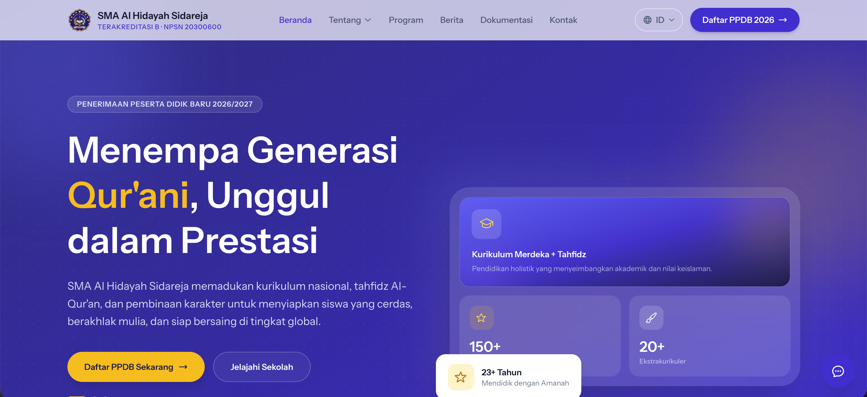 Website SMA Al-hidayah Sidareja